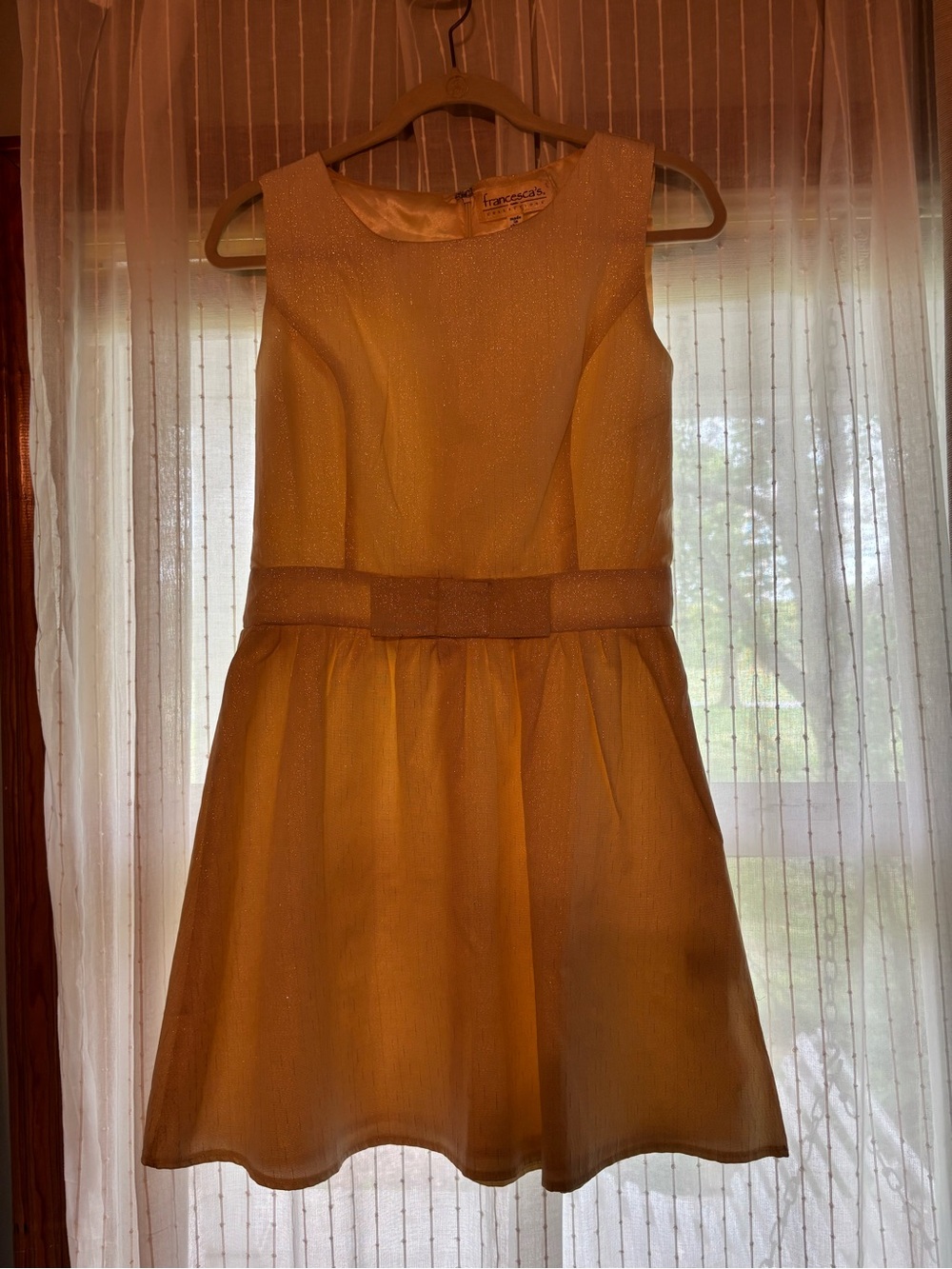 Francesca's Collections Cream Sparkle Bow Fit-and-Flare Girls' Dress
